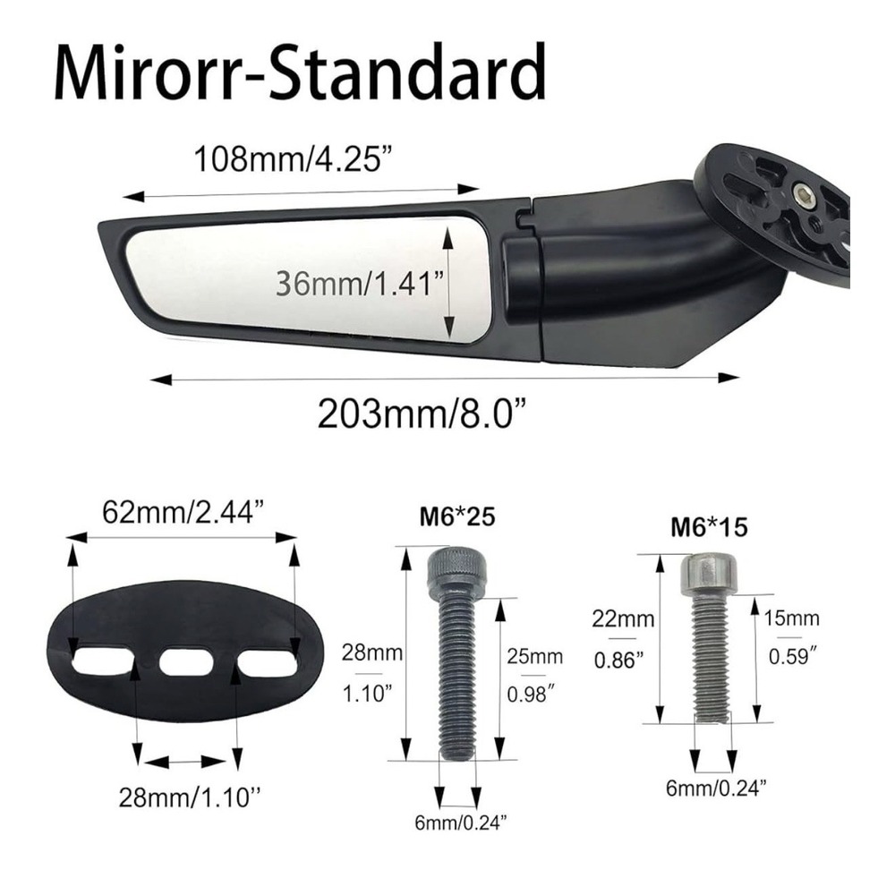 Motorcycle Mirrors Wing Rearview Mirrors Compatible‎ Standard Model NEW - Picture 2 of 13